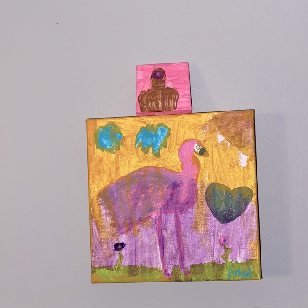 Small unique flamingo painting